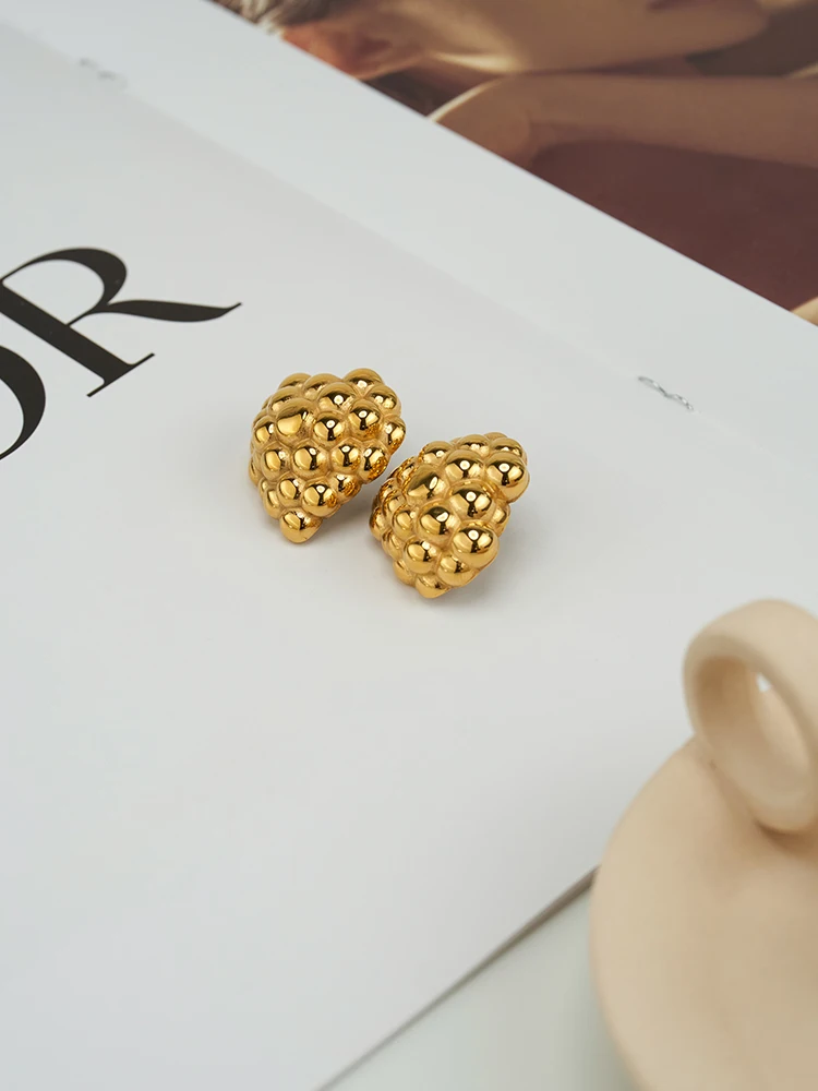 ENFASHION Aretes De Mujer Bubble Heart Stud Earrings For Women's 18K Gold Plated In Earings Fashion Party Dating Jewelry E241549