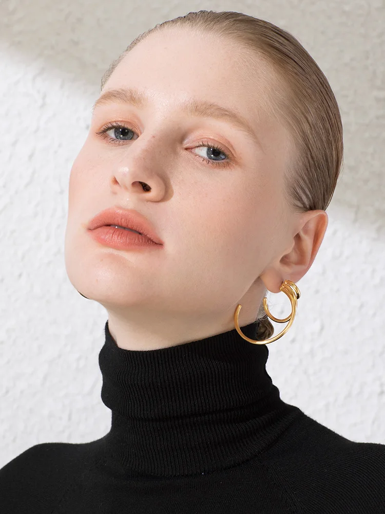 ENFASHION Multi-layer C Shape Drop Earrings For Women Gold Color Statement Big Dangle Earings Fashion Jewelry Pendientes E191115