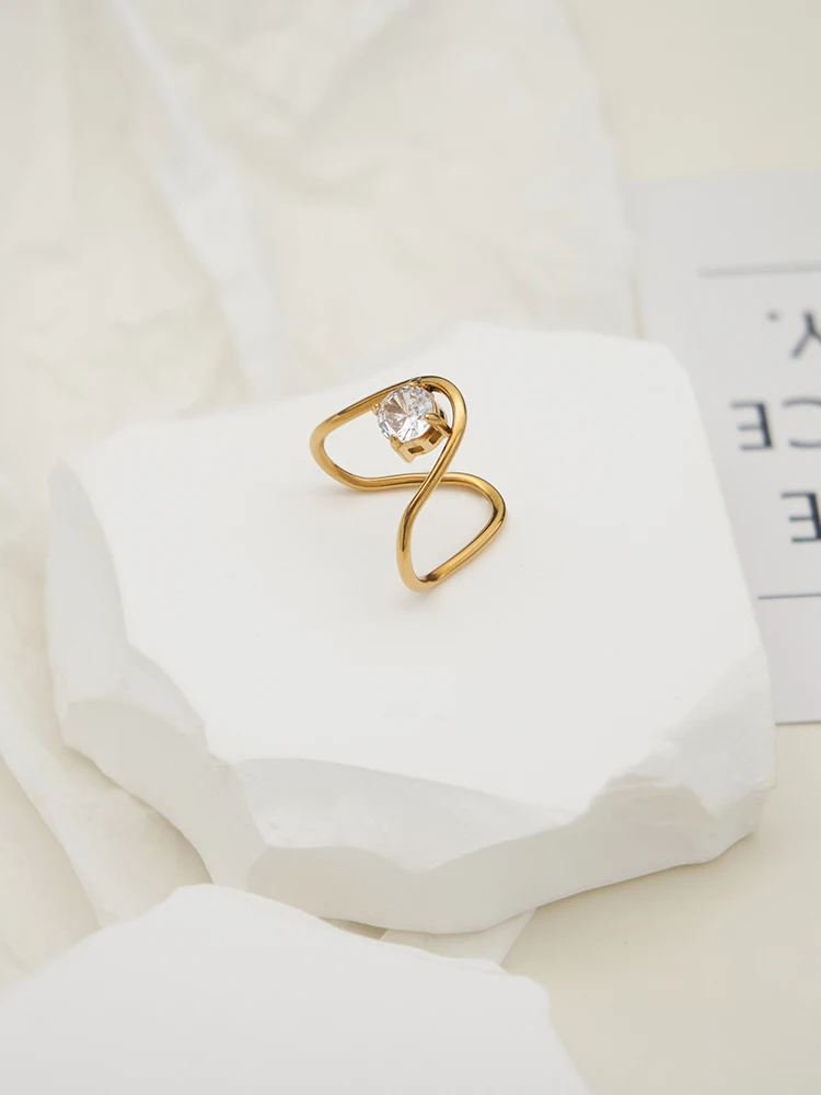 ENFASHION V Shape Ring For Women Anillos Mujer Gold Color Stainless Stee Fashion Jewelry Rings Simple Office Dropship R234195