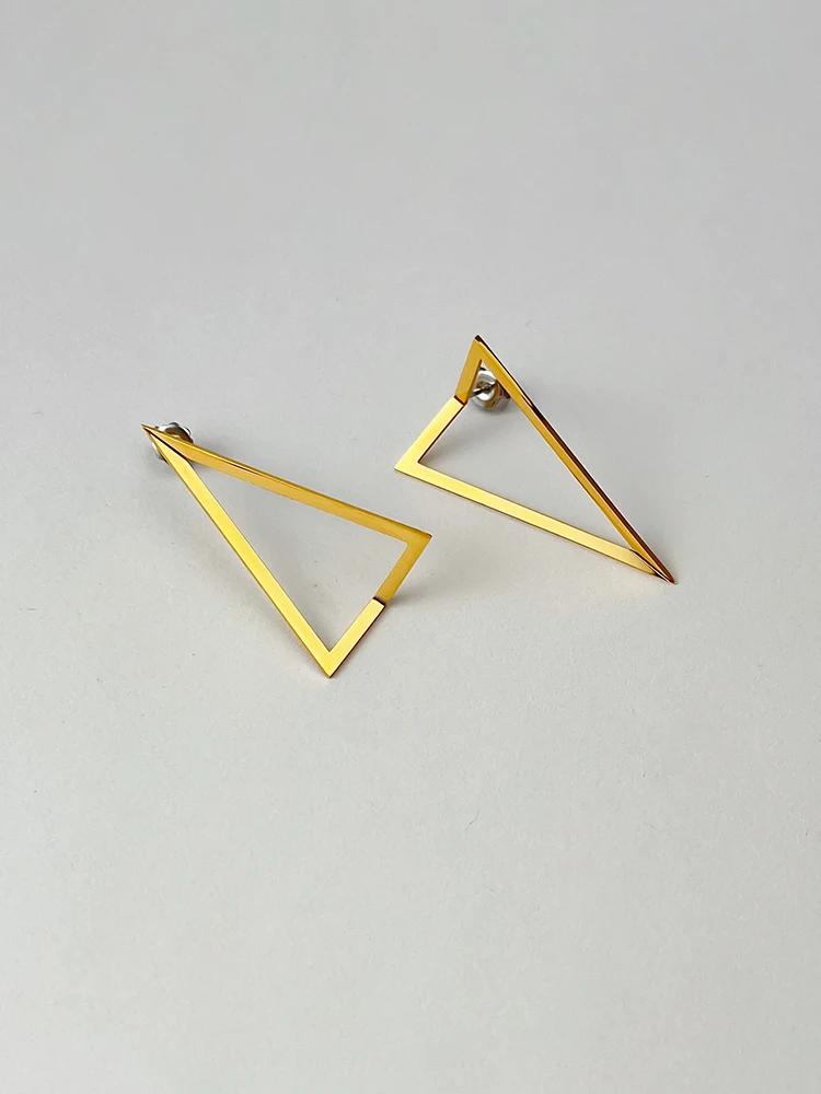 ENFASHION Hollow Triangle Earrings For Women Stainless Steel Drop Earings Aretes De Mujer Gold Color Trendy Fashion Jewelry 1460