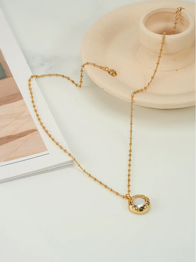 ENFASHION Collares Para Mujer Shell Bead Pendant Necklace For Women's 18K Gold Plated Simple Jewelry Everydaywear Dating P243459