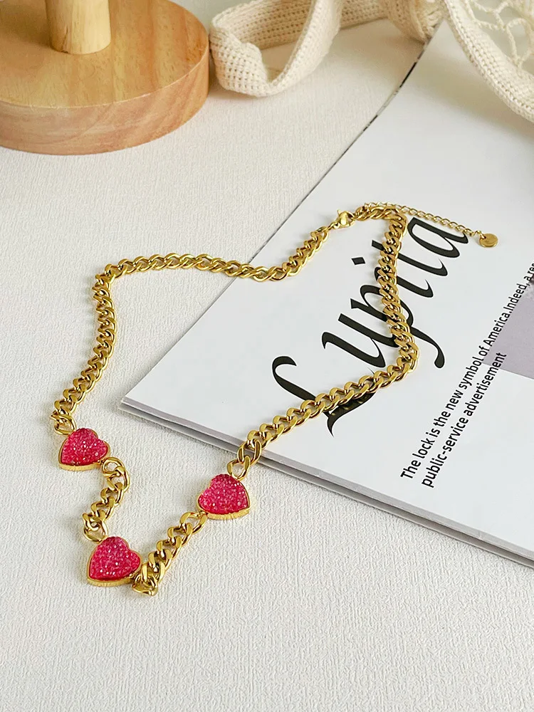 ENFASHION Red Heart Necklace For Women Stainless Steel Necklaces Gold Color Fashion Jewelry Collares Para Mujer Halloween P3271