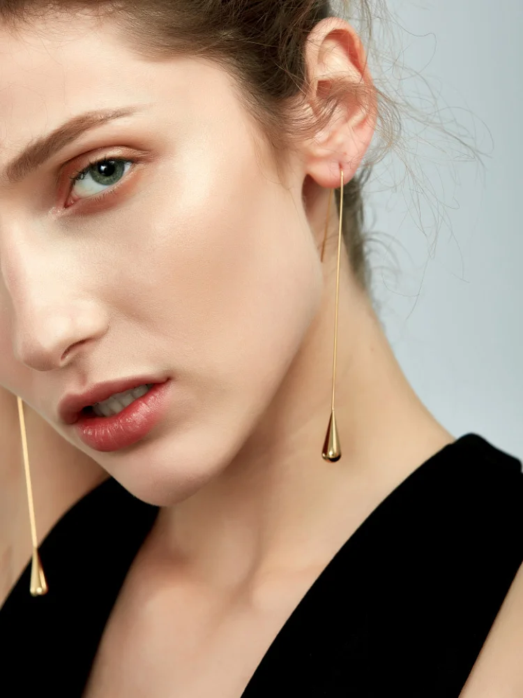 Enfashion Water Drop Shape Dangle Earrings Gold color Earings Drop Earrings For Women Long Earring Fashion Jewelry brinco