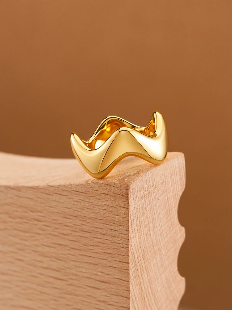 ENFASHION Geometry Wave Ring For Women Anillos Mujer Gold Color 18K Plated Fashion Jewelry Rings Simple Office Dropshipping 4211