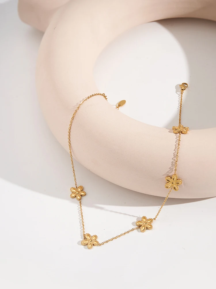 ENFASHION Polka Dots Flower Pendant Necklace For Women's Collares Para Mujer Stainless Steel Gold Color Jewelry P243432