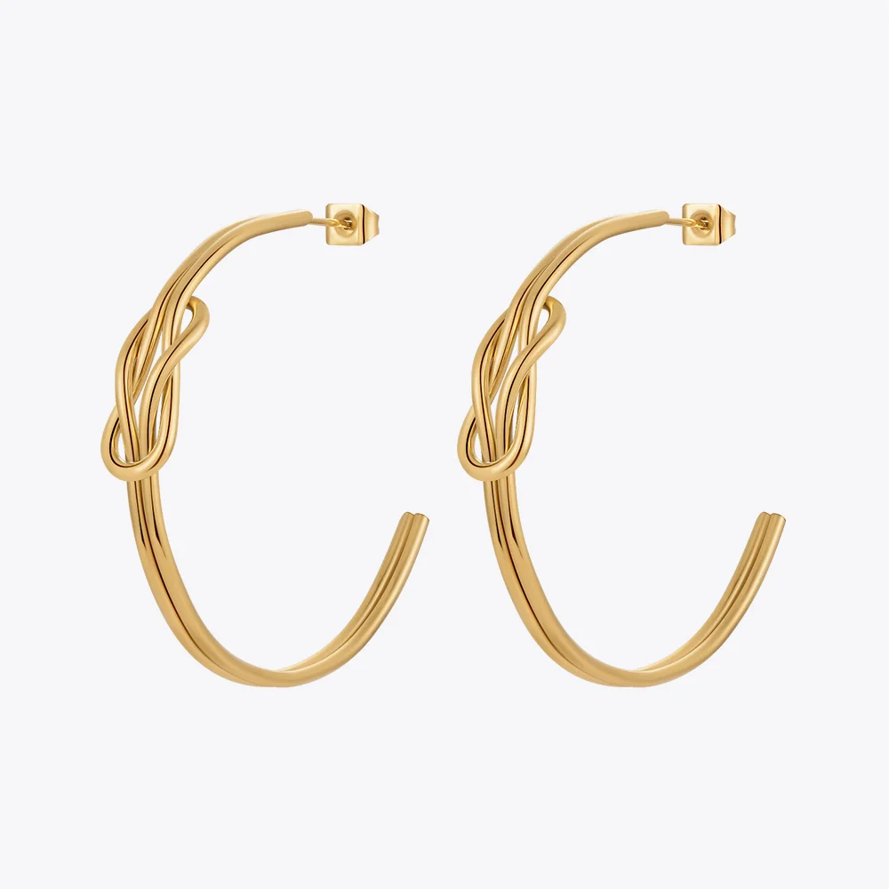 ENFASHION New In Knot Hoop Earings For Women Kolczyki Stainless Steel Earrings Gold Color Fashion Jewelry 2022 Party E221430