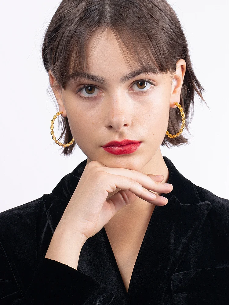 ENFASHION Twist Curved Hoop Earrings For Women Gold Color Circle Big Earings Fashion Jewelry 2020 Trend Kolczyki Party E201209