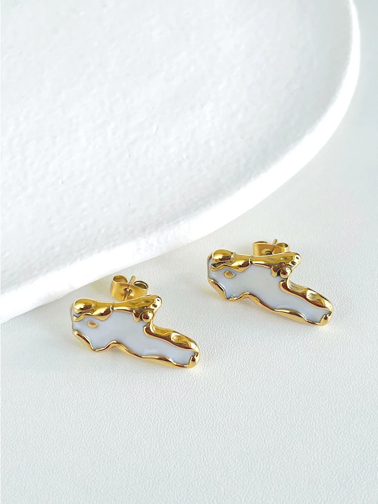 ENFASHION Gold Color Rock Earrings For Women Pendientes Piercing Stud Earings Stainless Steel Irregular Fashion Jewelry E221370